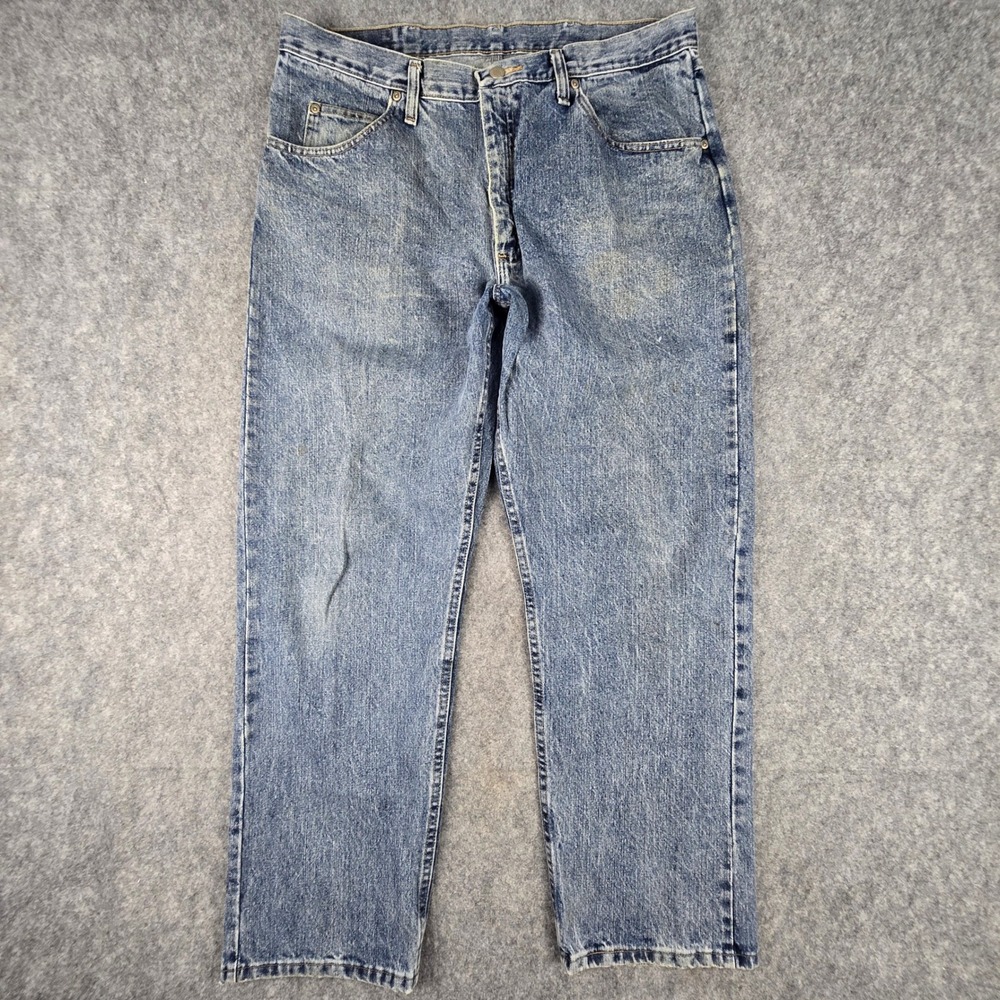 Wrangler Jeans Mens 36x30 Blue Relaxed Fit Straight Leg Denim 97601VR